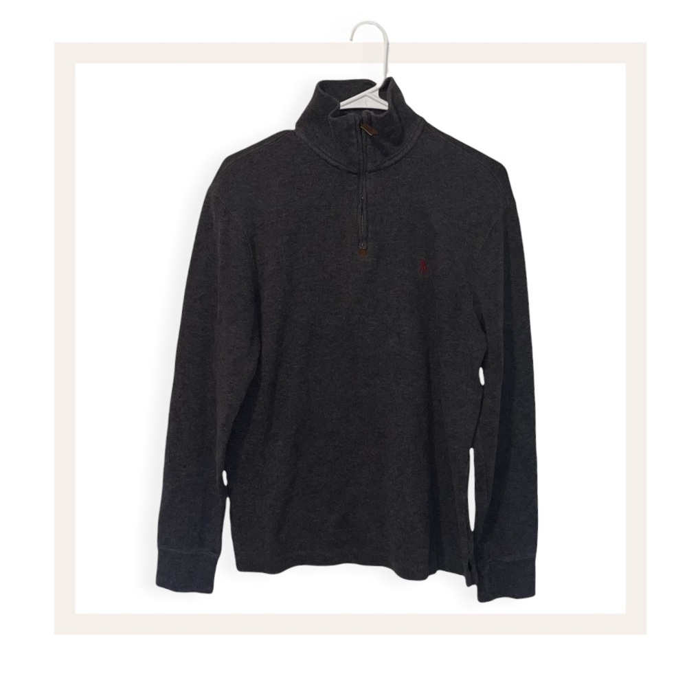 Polo Ralph Lauren Quarter Zip Cotton Sweater (Grey) (Men's Small)